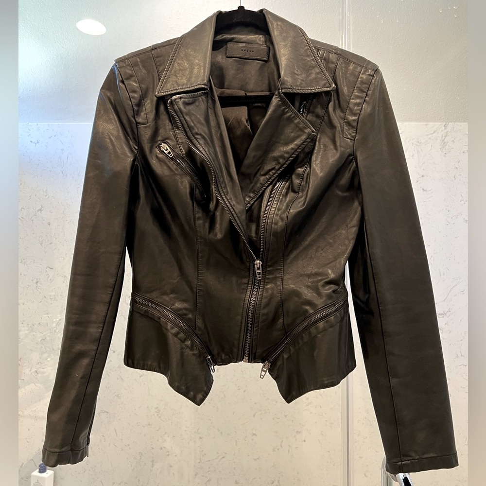 Faux leather moto jacket